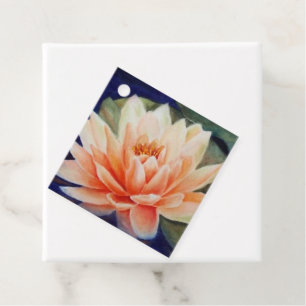 Orange Waterlily Flower Favor Tags