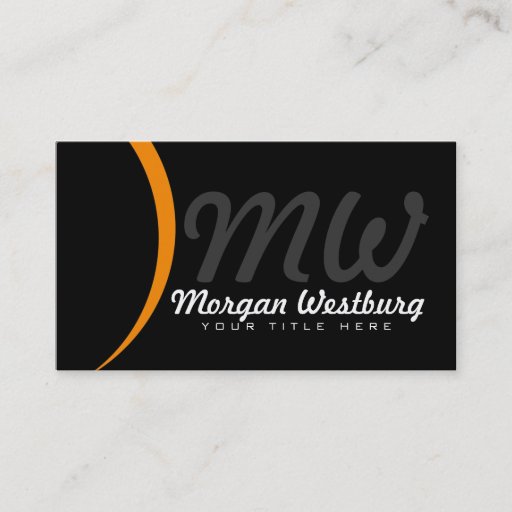 Customizable Orange Wave Professional Monogram Business Cards