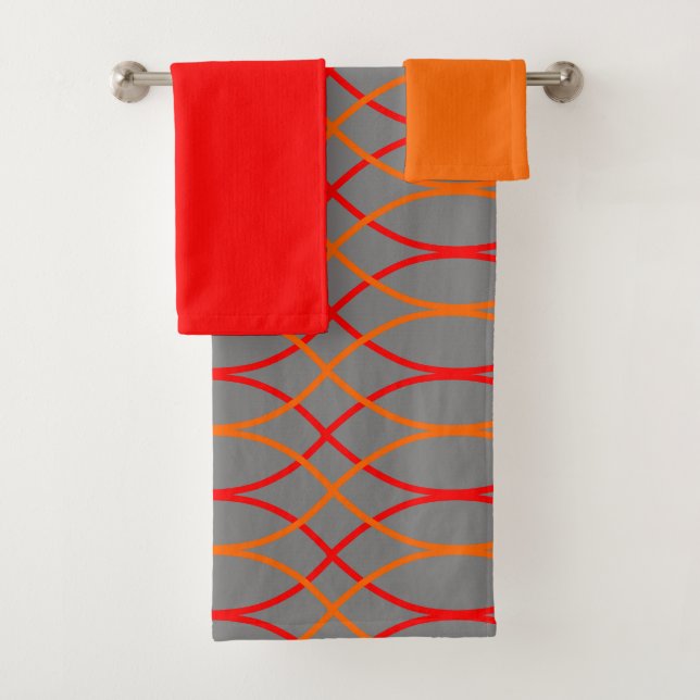 Orange Waves  Bath Towel Set (Insitu)