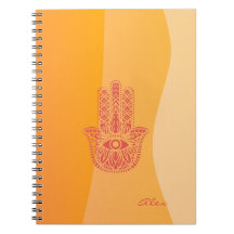 Orange Waves Simple Red Hamsa Personalized