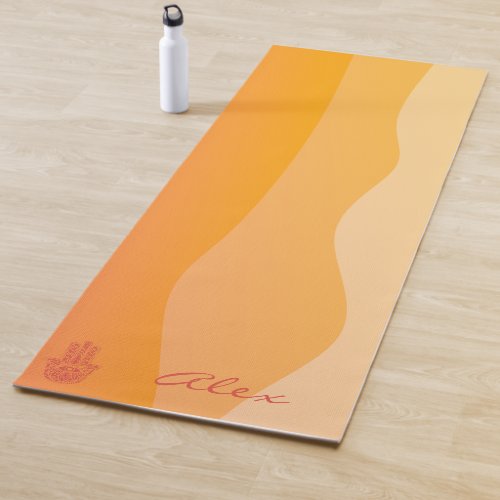 Orange Waves Simple Red Hamsa Personalized Yoga Mat