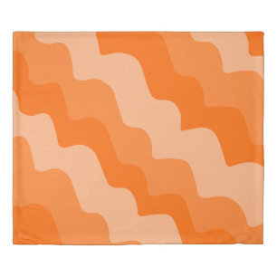 Orange wavy ocean waves gradient duvet cover