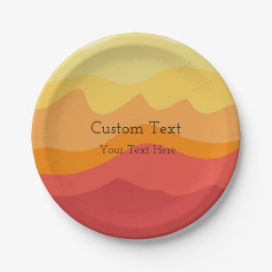 Orange Wavy Sunshine Vibrant Design Custom Text Paper Plates