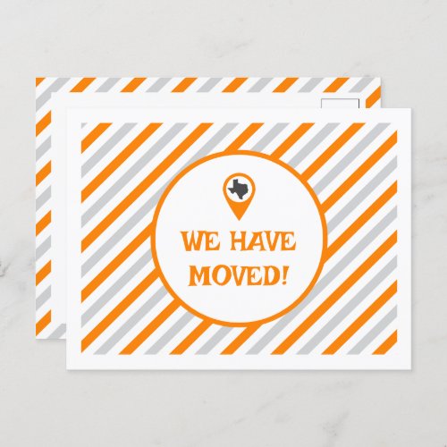 Orange We Have Moved Striped Moving  Postcard