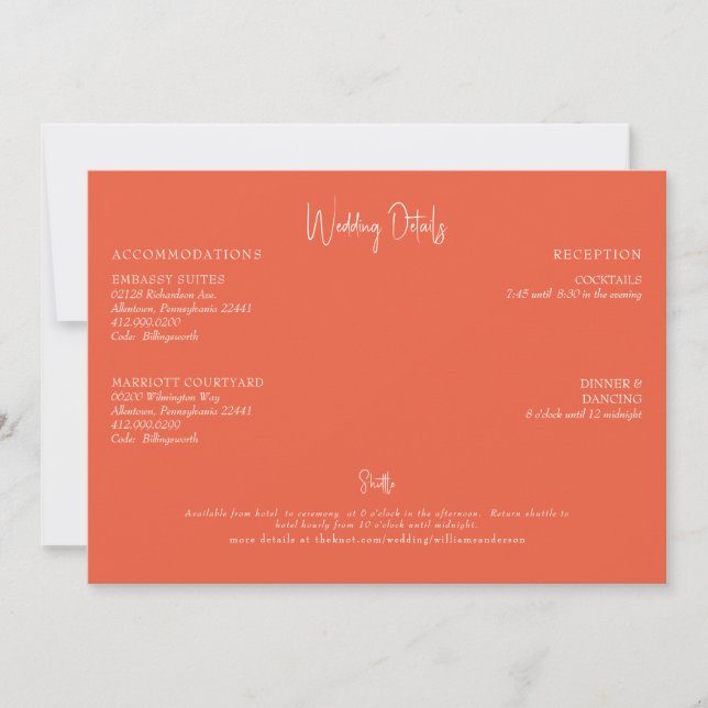 Orange Wedding Details II Invitation (Front)