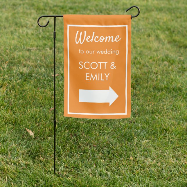 ORANGE WEDDING DIRECTION  SIGN FLAG (In SItu)