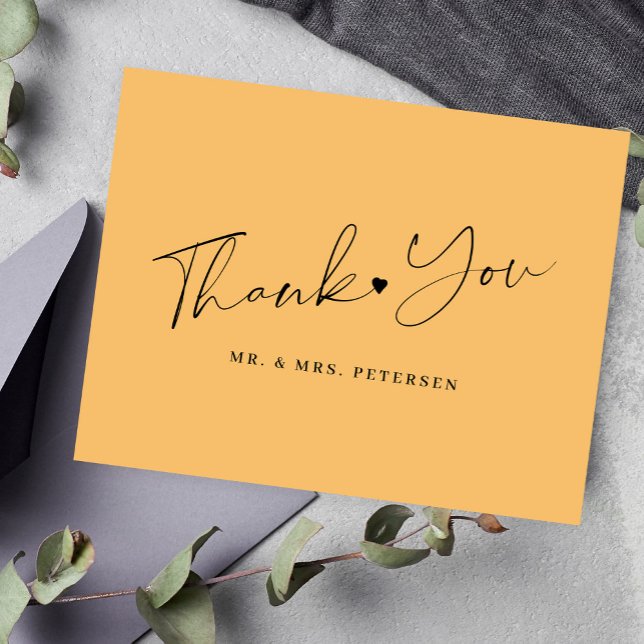 Orange wedding elegant script  thank you card (Creator Uploaded)