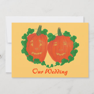 Orange Wedding Invitations, Pumpkins in Love Invitation