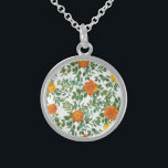 Orange Wedding Peony Rose Floral Sterling Silver Necklace<br><div class="desc">Beautiful wedding invitations with orange roses,  a bright floral design,  perfect for a spring,  summer or fall wedding day!</div>