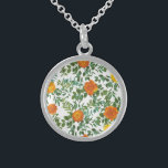 Orange Wedding Peony Rose Floral Sterling Silver Necklace<br><div class="desc">Beautiful wedding invitations with orange roses,  a bright floral design,  perfect for a spring,  summer or fall wedding day!</div>