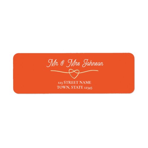 Orange Wedding Return Address Label