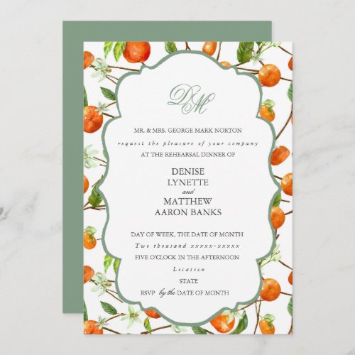 Orange Wedding Set Basil Green Invitation
