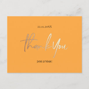 Orange Wedding Thank You Cards Elegant Script