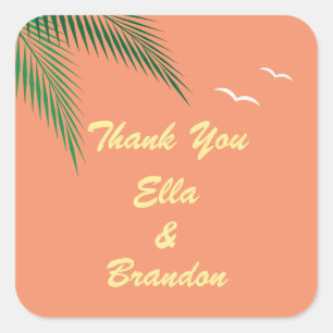 Orange  Wedding Thank You Sticker