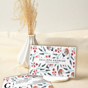 Orange Weeping Flowers Watercolor Pattern Business Card