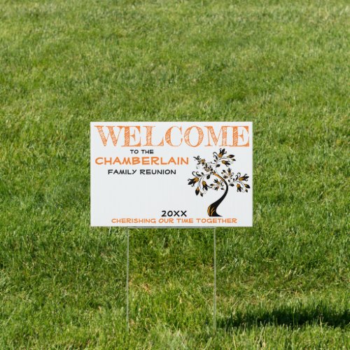 Orange Welcome Family Reunion Modern Floral Tree