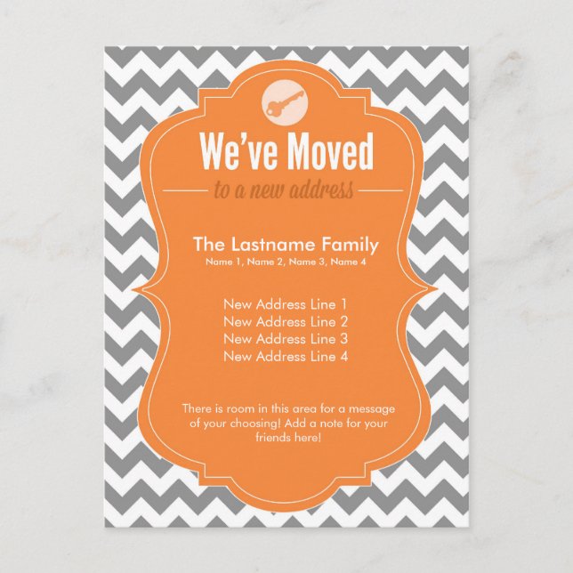 Orange We've Moved Change of Address Postcards (Front)