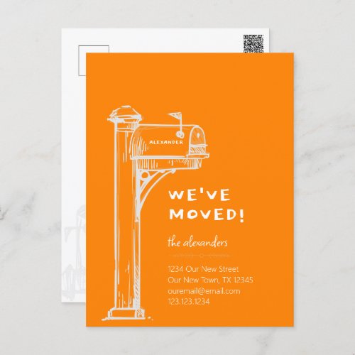 Orange Weve Moved Distressed Mailbox Moving Postcard
