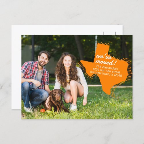 Orange Weve Moved _ Dotted Texas Moving Postcard