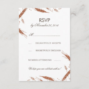 Orange Wheat Fall Wedding RSVP Invitation