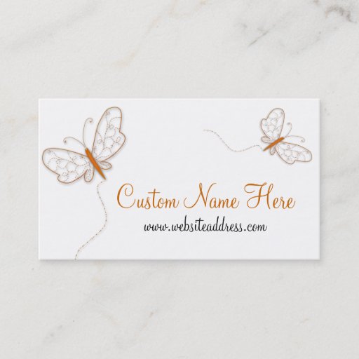 Customizable Orange Whimiscal Butterflies Business Card