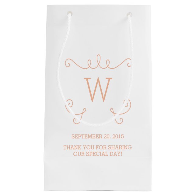 Orange Whimsical Flourish Monogram Gift Bag (Front)