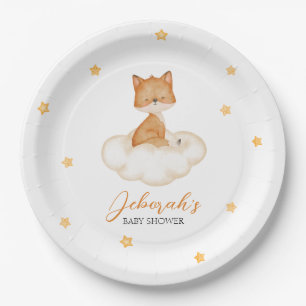 Orange Whimsical Fox Baby Shower Paper Plates