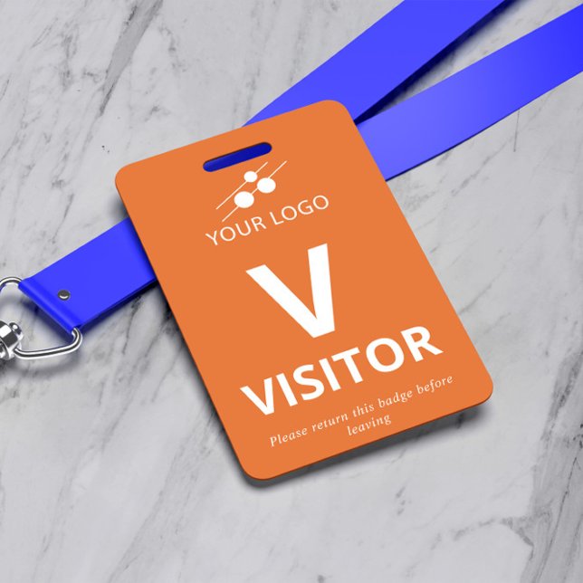 Orange White Add Your Logo Visitor Badge (Creator Uploaded)