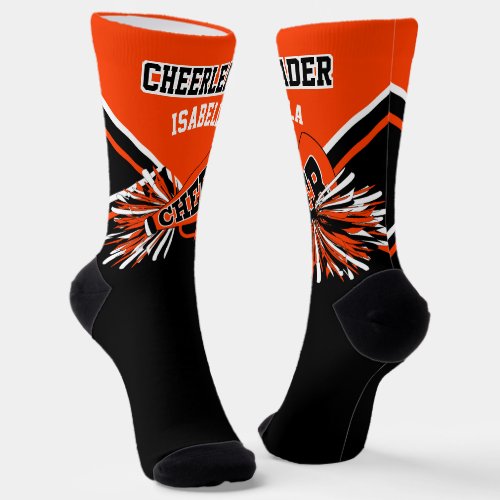 Orange White and Black Cheer  Socks