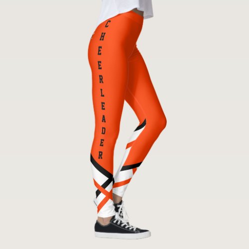 Orange White and Black Cheerleader Leggings