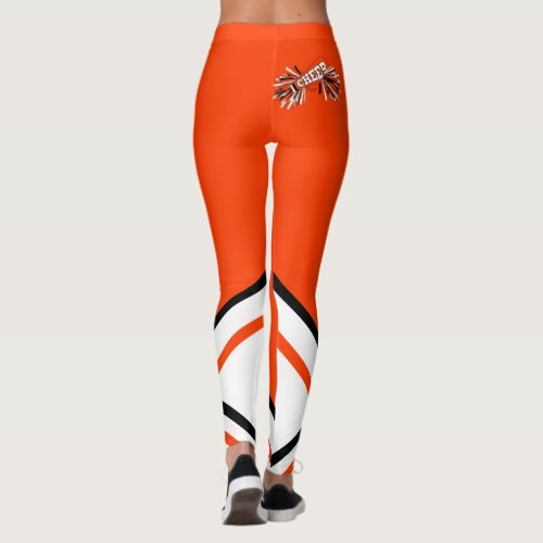 Orange White and Black Cheerleader Megaphone Leggings