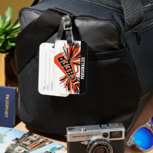 Orange, White and Black Cheerleader Megaphone Luggage Tag