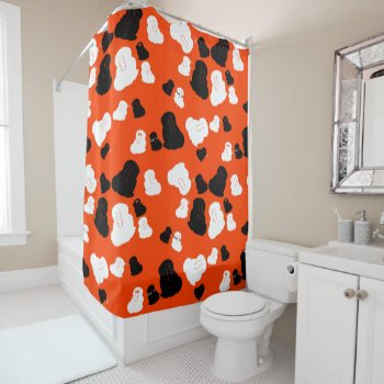 Orange  White  And Black Rabbit Shower Curtain by SPKCreative at Zazzle