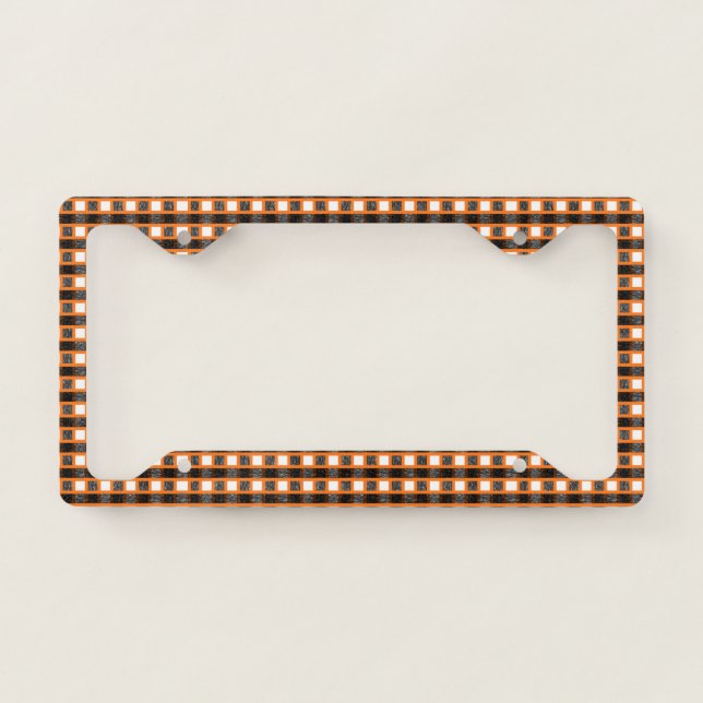 Orange, White and Black Static Weave License Plate Frame (Front)