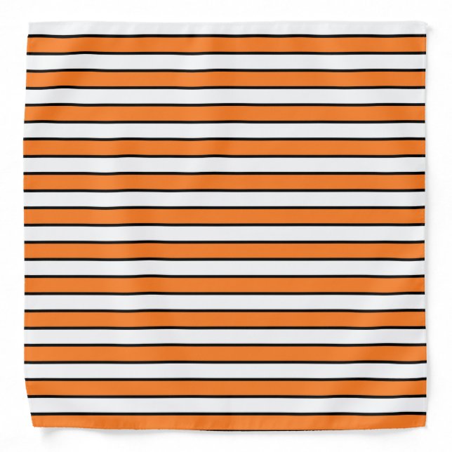 Orange, White and Black Stripes Bandana (Front)