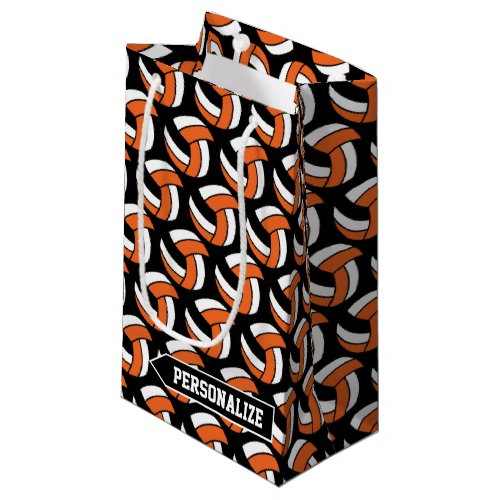 Orange White and Black Volleyball _ Personalize Small Gift Bag
