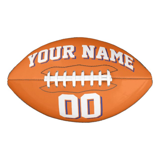 ORANGE WHITE AND BLUE Custom Football (Front)
