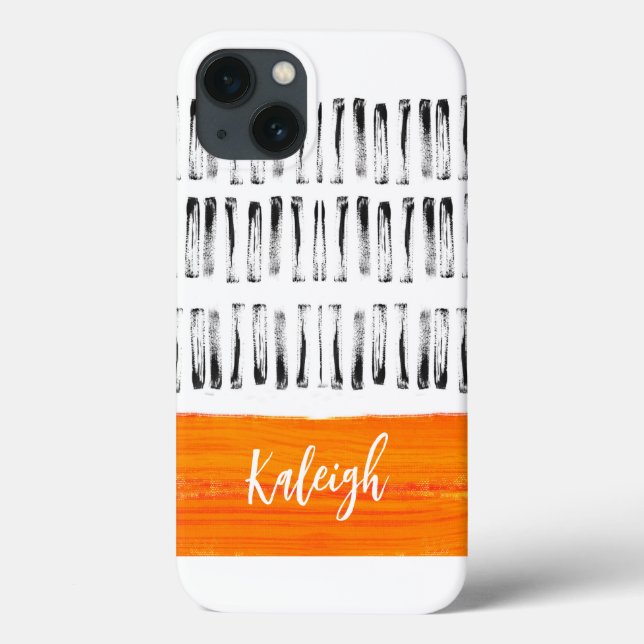 orange  white and gray add your text pattern art  Case-Mate iPhone case (Back)