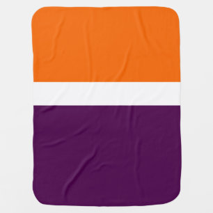 Orange White and Purple Plain Color Block Design  Baby Blanket