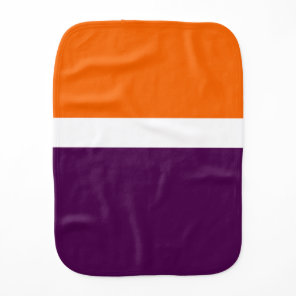 Orange White and Purple Plain Color Block Design  Baby Burp Cloth