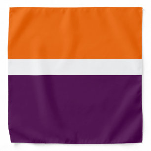 Orange White and Purple Plain Color Block Design Bandana