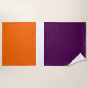 Orange White and Purple Plain Color Block Design Beach Towel