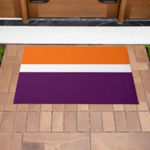 Orange White and Purple Plain Color Block Design Doormat