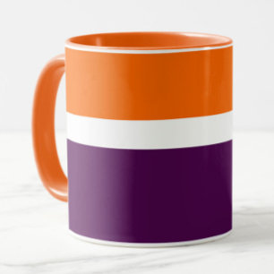 Orange White and Purple Plain Color Block Design Mug