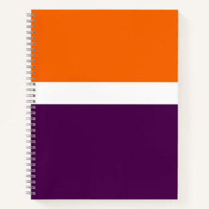 Orange White and Purple Plain Color Block Design Notebook