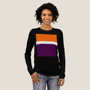 Orange White and Purple Plain Color Block Design Tri-Blend Shirt