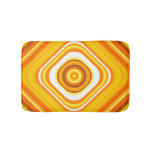 [ Thumbnail: Orange, White and Yellow Sunset-Inspired Pattern Bath Mat ]