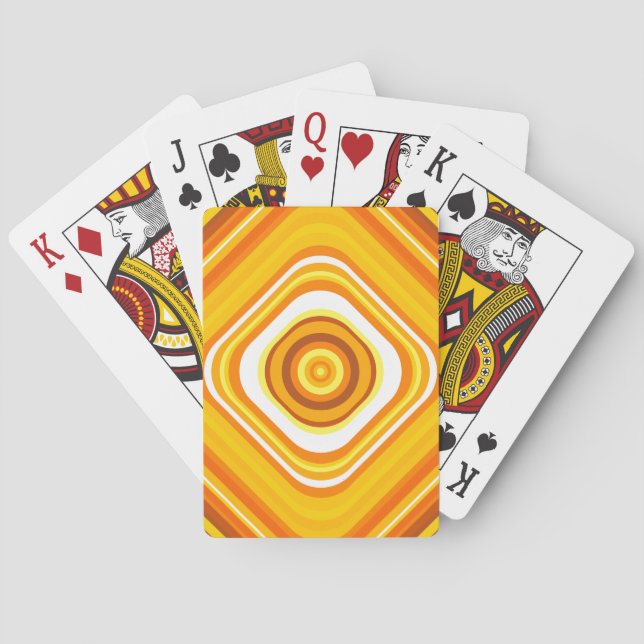 Orange, White and Yellow Sunset-Inspired Pattern Poker Cards (Back)