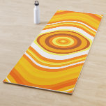 [ Thumbnail: Orange, White and Yellow Sunset-Inspired Pattern Yoga Mat ]