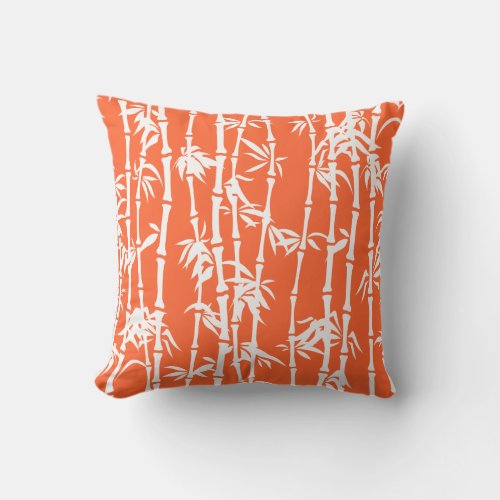 Orange white bamboo custom throw pillow